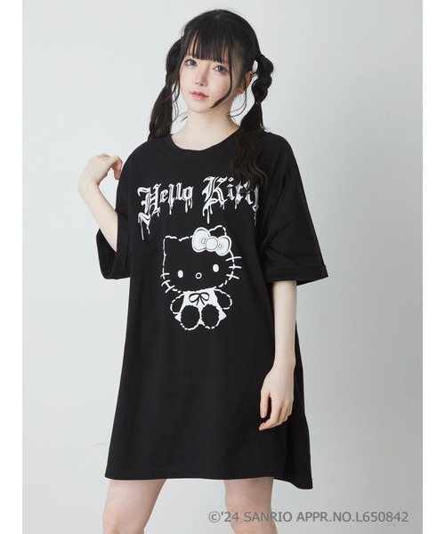 Jamie エーエヌケー（ジェイミーエーエヌケー）の「ハローキティ BIGTE（Tシャツ/カットソー・レディース・ブラック/ホワイト・M）」の4枚目の写真