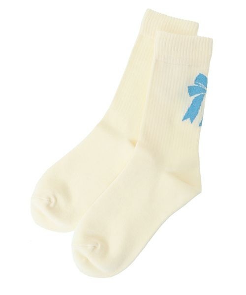 Candy Stripper（キャンディストリッパー）の「GLITTER RIBBON RIB ソックス（ソックス/靴下・レディース・アイボリー/ブラック/ピンク・FREE）」の4枚目の写真