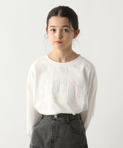 GLOBAL WORK（グローバルワーク）の「ヘビロッTEE/ワイド長袖/115747（Tシャツ/カットソー・キッズ・ホワイト系6/ホワイト系7/ホワイト系8/チャコール/ホワイト系5/サックスブルー/ブラック系9/ネイビー系8・120cm/130cm/140cm/150cm/160cm）」の2枚目の写真