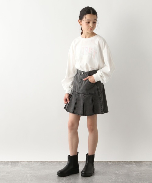 GLOBAL WORK（グローバルワーク）の「ヘビロッTEE/ワイド長袖/115747（Tシャツ/カットソー・キッズ・ホワイト系6/ホワイト系7/ホワイト系8/チャコール/ホワイト系5/サックスブルー/ブラック系9/ネイビー系8・120cm/130cm/140cm/150cm/160cm）」の10枚目の写真