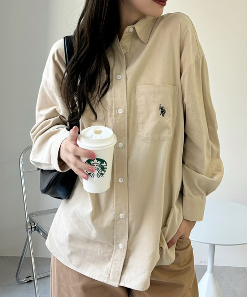 U.S. POLO ASSN.(ユーエスポロアッスン)の「U.S. POLO ASSN. ベーシックデザイン コーデュロイ シャツ(シャツ/ブラウス・レディース・ベージュ/アイボリー/グリーン系その他・M/L)」の11枚目の写真