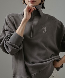 SALON adam et rope' | ヴィンテージライクハーフジップロゴスウェット【洗える】(スウェット)