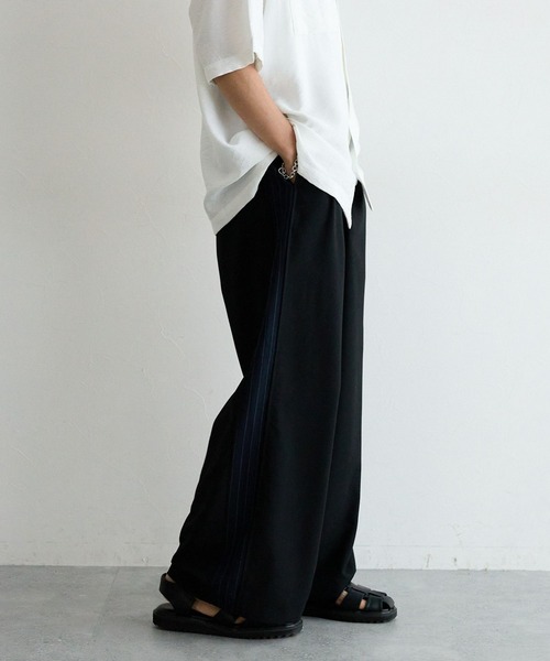 REmastered（リマスタード）の「【REmastered】ストライプ切り替え/ワイドドレープパンツ（スラックス・メンズ・ブラック/ネイビー・LARGE/MEDIUM）」の5枚目の写真