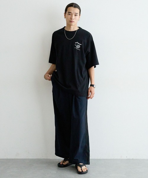 REmastered（リマスタード）の「【REmastered】ストライプ切り替え/ワイドドレープパンツ（スラックス・メンズ・ブラック/ネイビー・LARGE/MEDIUM）」の7枚目の写真