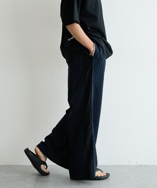REmastered（リマスタード）の「【REmastered】ストライプ切り替え/ワイドドレープパンツ（スラックス・メンズ・ブラック/ネイビー・LARGE/MEDIUM）」の9枚目の写真