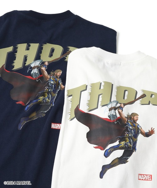 GLAZOS(グラソス)の「【大人向けサイズあり】【MARVEL】ソー/バックプリントビッグTシャツ(Tシャツ/カットソー・キッズ・ネイビー/ホワイト・LL/L/M/S)」の3枚目の写真