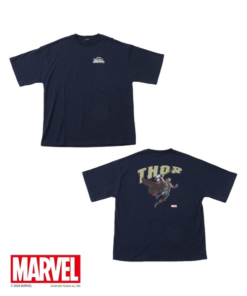 GLAZOS(グラソス)の「【大人向けサイズあり】【MARVEL】ソー/バックプリントビッグTシャツ(Tシャツ/カットソー・キッズ・ネイビー/ホワイト・LL/L/M/S)」の5枚目の写真