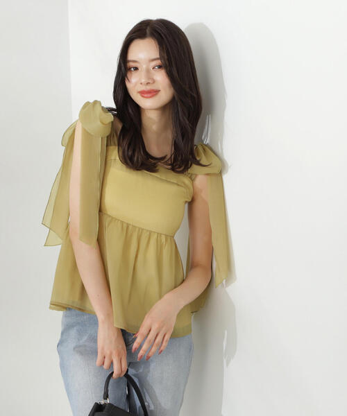 PROPORTION BODY DRESSING（プロポーションボディドレッシング）の「リボンノースリーブブラウス / 1214210704（シャツ/ブラウス・レディース・ホワイト系その他/イエロー/ブラック・FREE）」の14枚目の写真