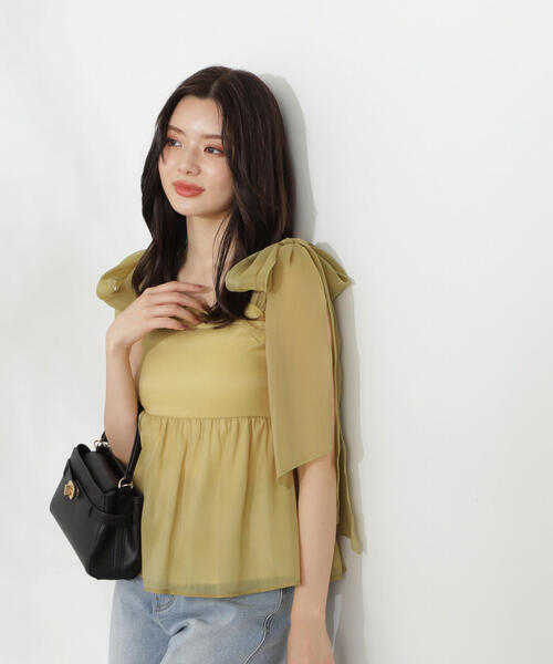 PROPORTION BODY DRESSING（プロポーションボディドレッシング）の「リボンノースリーブブラウス / 1214210704（シャツ/ブラウス・レディース・ホワイト系その他/イエロー/ブラック・FREE）」の10枚目の写真
