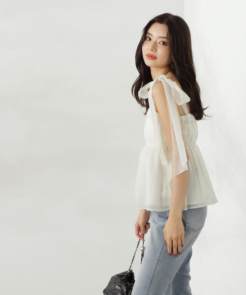 「PROPORTION BODY DRESSING」 ノースリーブブラウス 3 グレー レディース PROPORTION BODY DRESSING｜リボンノースリーブブラウス