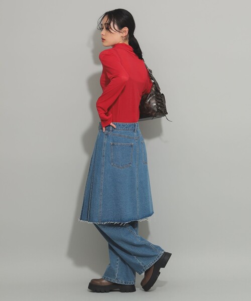 Ray BEAMS(レイビームス)の「ガーゼ フライス タートルネック トップス(Tシャツ/カットソー・レディース・レッド/ブラック/アイボリー・ONE SIZE)」の12枚目の写真