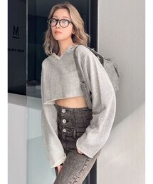 Vネックショートパーカー