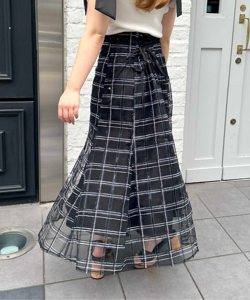 INGNI（イング）の「BackレースUPチュールチェックマーメイドスカート（スカート・レディース・ベージュ/オフホワイト/ブラック・FREE）」の10枚目の写真