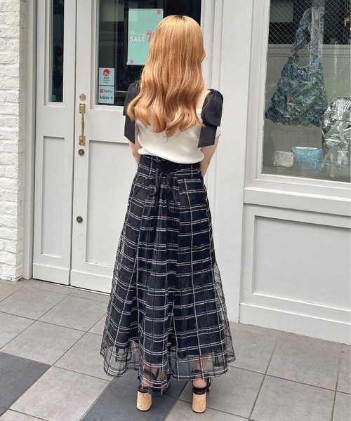 INGNI（イング）の「BackレースUPチュールチェックマーメイドスカート（スカート・レディース・ベージュ/オフホワイト/ブラック・FREE）」の15枚目の写真