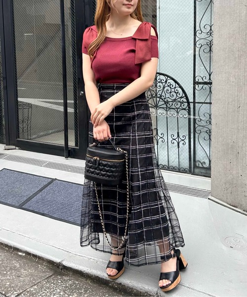 INGNI（イング）の「BackレースUPチュールチェックマーメイドスカート（スカート・レディース・ベージュ/オフホワイト/ブラック・FREE）」の16枚目の写真