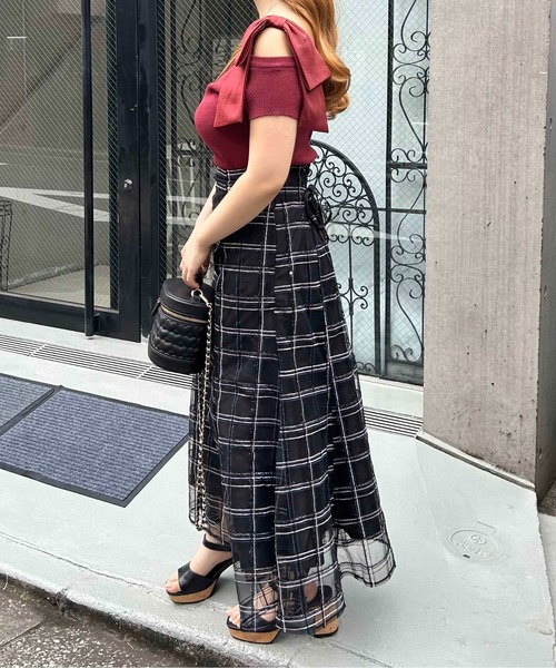 INGNI（イング）の「BackレースUPチュールチェックマーメイドスカート（スカート・レディース・ベージュ/オフホワイト/ブラック・FREE）」の17枚目の写真