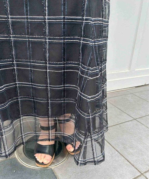 INGNI（イング）の「BackレースUPチュールチェックマーメイドスカート（スカート・レディース・ベージュ/オフホワイト/ブラック・FREE）」の18枚目の写真