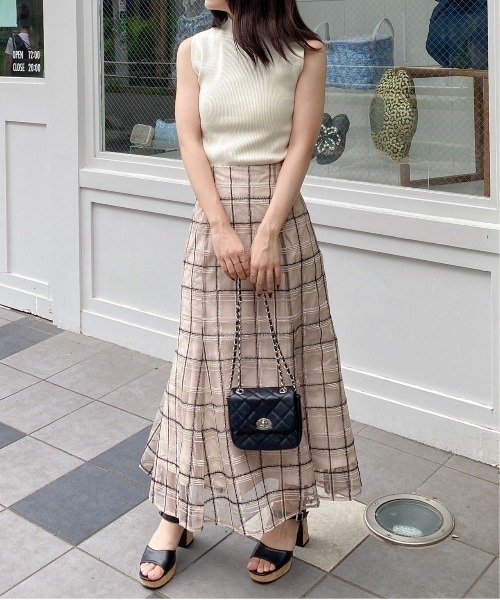 INGNI（イング）の「BackレースUPチュールチェックマーメイドスカート（スカート・レディース・ベージュ/オフホワイト/ブラック・FREE）」の22枚目の写真