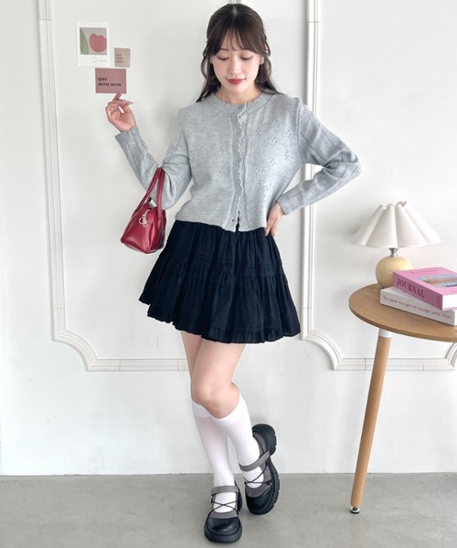 Loueme（ルエム）の「透かし編みスカラップニットカーディガン