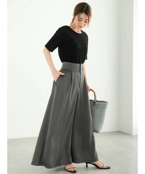 Te chichi（テチチ）の「サテンスーパーワイドガウチョ（セットアップ可）（その他パンツ・レディース・ベージュ/チャコールグレー・F）」の10枚目の写真