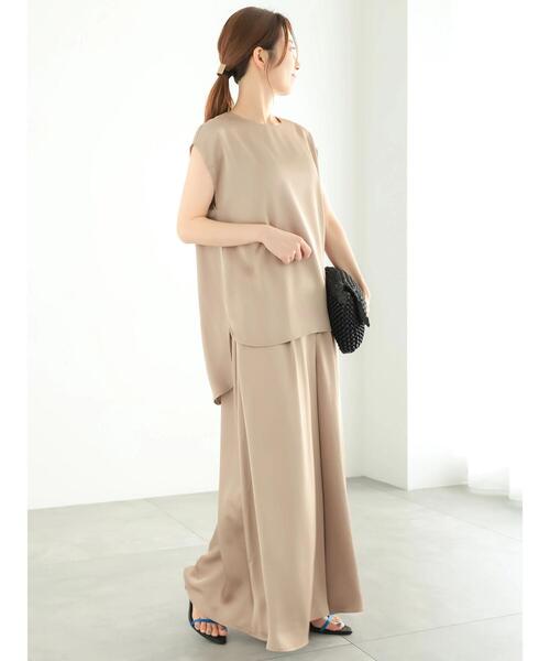 Te chichi（テチチ）の「サテンスーパーワイドガウチョ（セットアップ可）（その他パンツ・レディース・ベージュ/チャコールグレー・F）」の14枚目の写真