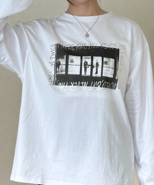 Per sist ence(パーシエンス)の「オーバーサイズフォト+箔ロゴロンT(Tシャツ/カットソー・レディース・チャコールグレー/ホワイト系1/ホワイト系2・FREE)」の20枚目の写真