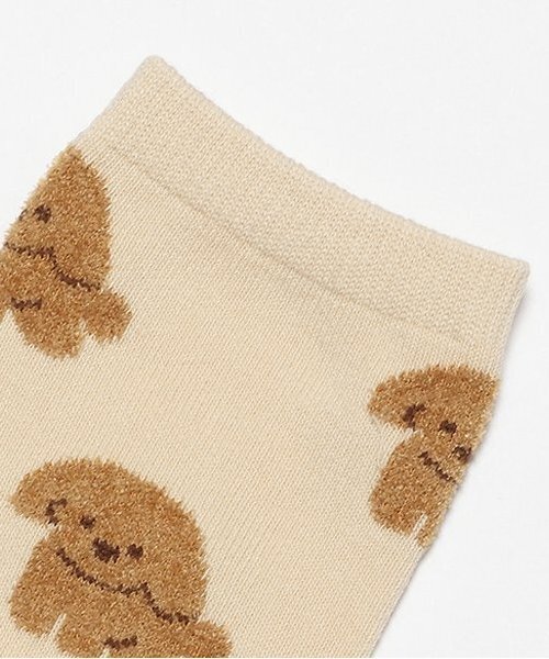 LOVETOXIC(ラブトキシック)の「ワンチャン柄クルーソックス(ソックス/靴下・キッズ・ベージュ/オフホワイト/ブラック・FREE)」の4枚目の写真