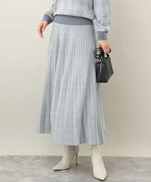 MK MICHEL KLEIN | 2024AW/グレンチェックジャガードニットプリーツスカート/洗える(スカート)