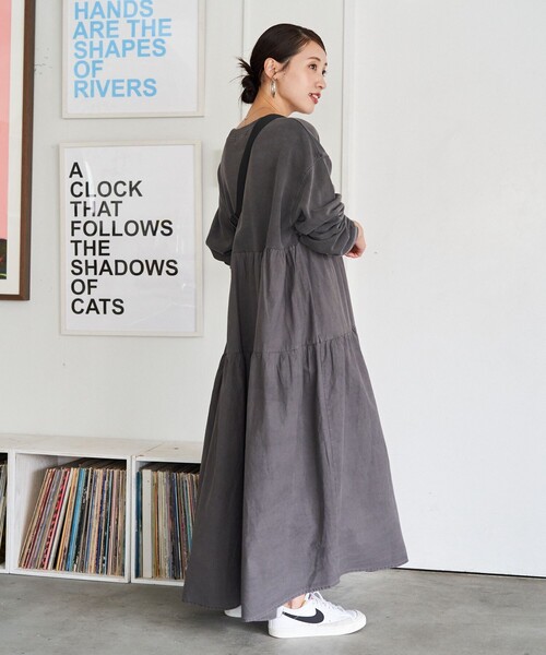 ✨新品タグ付✨CLOTH&CROSS ジョーゼットティアードワンピース グレー セール】[販売枚数6.7万枚突破][マタニティママに大好評][お気に入り