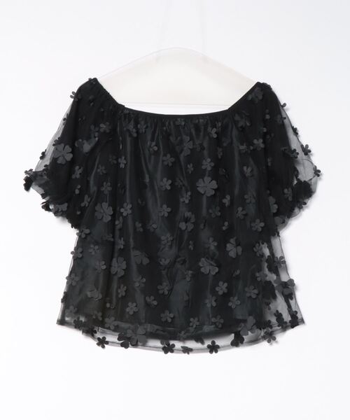 tocco closet(トッコ クローゼット)の「立体フラワー付きバルーンスリーブチュールブラウス(シャツ/ブラウス・レディース・ブラック/ライトベージュ・M)」の22枚目の写真