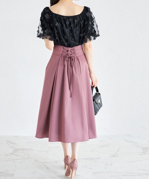 tocco closet(トッコ クローゼット)の「立体フラワー付きバルーンスリーブチュールブラウス(シャツ/ブラウス・レディース・ブラック/ライトベージュ・M)」の4枚目の写真