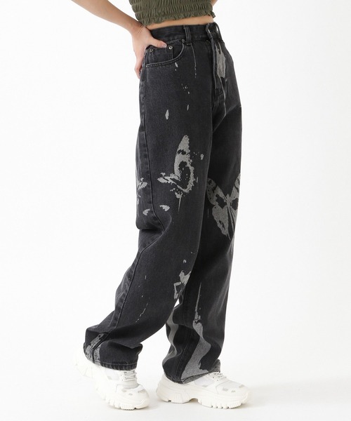 FANCY CLUB（ファンシークラブ）の「NASTY FANCY CLUB／バタフライプリントパンツ（デニムパンツ・レディース・ブラック・MEDIUM/SMALL）」の10枚目の写真