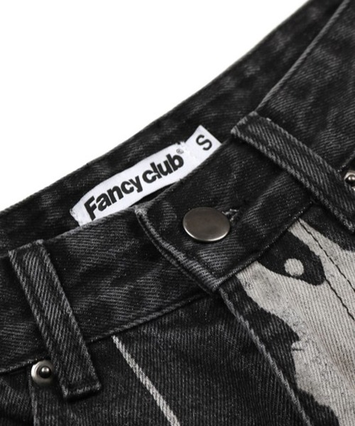 FANCY CLUB ドット柄デニムバギーパンツ FANCY CLUB デニムパンツ ドット柄