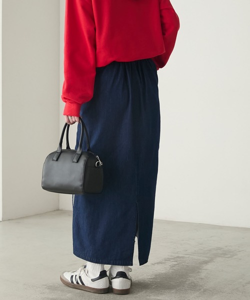 BONLECILL（ボンルシール）の「ドロストダブルリボンデニムスカート（デニムスカート・レディース・ブルー/ブラック/ネイビー・L/S/M）」の6枚目の写真
