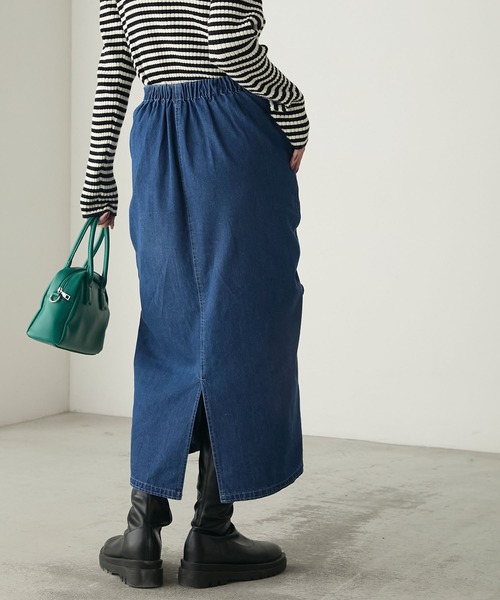 BONLECILL（ボンルシール）の「ドロストダブルリボンデニムスカート（デニムスカート・レディース・ブルー/ブラック/ネイビー・L/S/M）」の15枚目の写真