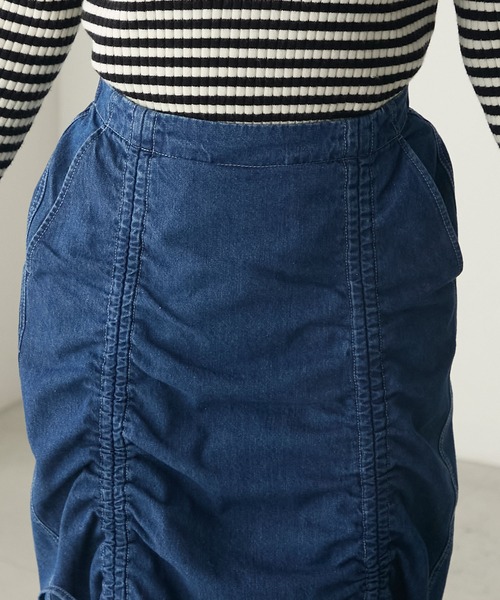 BONLECILL（ボンルシール）の「ドロストダブルリボンデニムスカート（デニムスカート・レディース・ブルー/ブラック/ネイビー・L/S/M）」の21枚目の写真