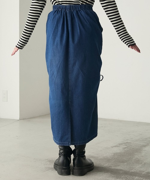 セール】ドロストダブルリボンデニムスカート（デニムスカート