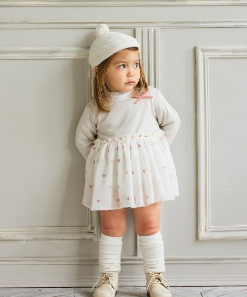 10mois（ディモワ）の「【10mois(ディモワ)】 ハート刺繍ボディオール 70cm・80cm（ロンパース・キッズ・アイボリー/ピンク・70cm/80ｃｍ）」の11枚目の写真