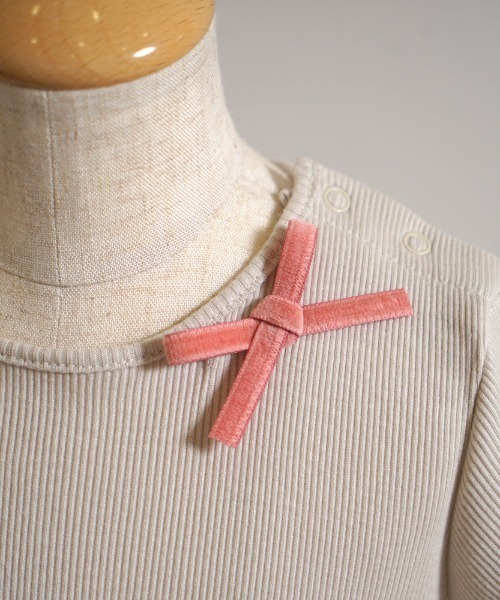 10mois（ディモワ）の「【10mois(ディモワ)】 ハート刺繍ボディオール 70cm・80cm（ロンパース・キッズ・アイボリー/ピンク・70cm/80ｃｍ）」の8枚目の写真