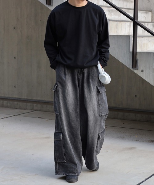 BLAYMORE（ブレイモア）の「【BLAYMORE】 Washed Denim Cargo Pants（カーゴパンツ・メンズ・ブルー/グレー・MEDIUM/SMALL）」の4枚目の写真