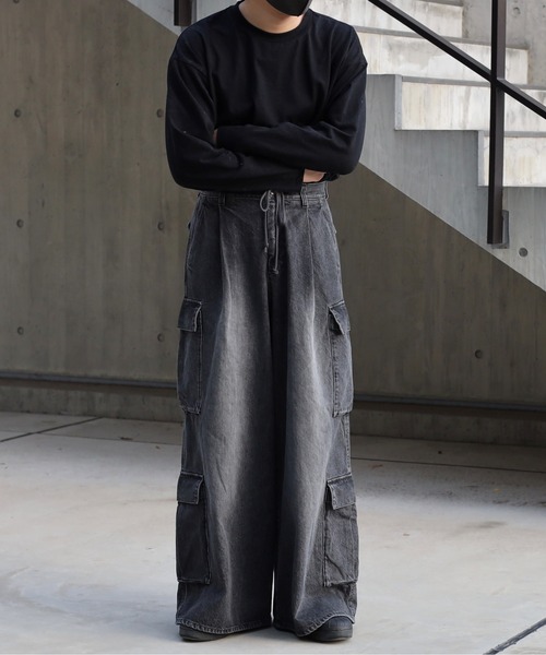 BLAYMORE（ブレイモア）の「【BLAYMORE】 Washed Denim Cargo Pants（カーゴパンツ・メンズ・ブルー/グレー・MEDIUM/SMALL）」の3枚目の写真