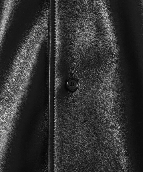 H BEAUTY&YOUTH ブラックレザーシャツジャケット H＞レザーライク シャツ