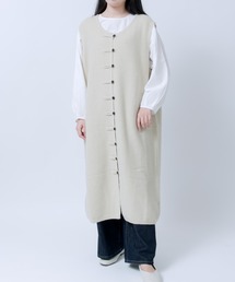 LOSUCA | レイヤードジレニットワンピース / ニットベスト ジャガード 大人カジュアル オケージョン ナチュラル フレンチ レトロ ヴィンテージ(ワンピース)