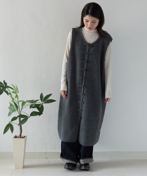 LOSUCA(ロスカ)の「レイヤードジレニットワンピース / ニットベスト ジャガード 大人カジュアル オケージョン ナチュラル フレンチ レトロ ヴィンテージ(ワンピース・レディース・オフホワイト/ブラック/グレー・FREE)」の5枚目の写真