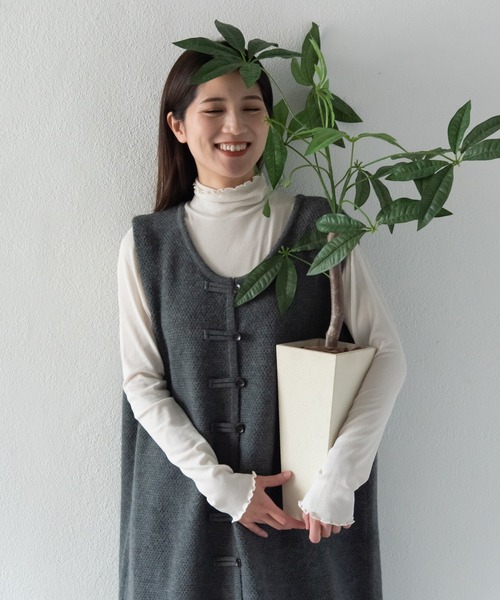 LOSUCA(ロスカ)の「レイヤードジレニットワンピース / ニットベスト ジャガード 大人カジュアル オケージョン ナチュラル フレンチ レトロ ヴィンテージ(ワンピース・レディース・オフホワイト/ブラック/グレー・FREE)」の12枚目の写真