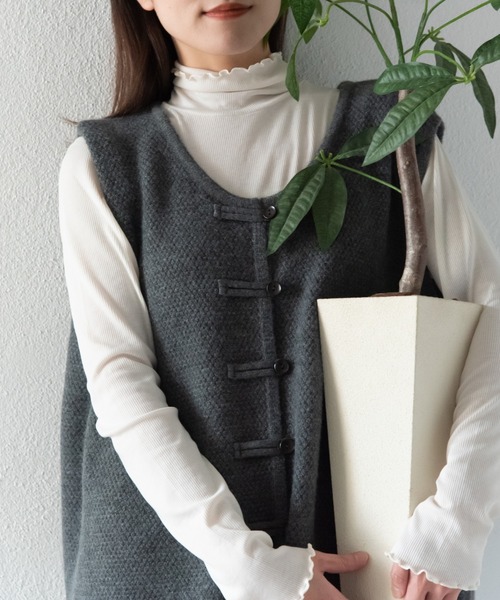 LOSUCA(ロスカ)の「レイヤードジレニットワンピース / ニットベスト ジャガード 大人カジュアル オケージョン ナチュラル フレンチ レトロ ヴィンテージ(ワンピース・レディース・オフホワイト/ブラック/グレー・FREE)」の15枚目の写真