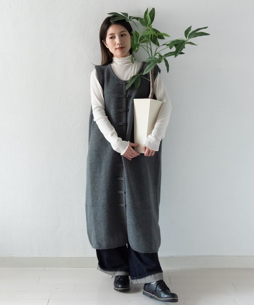 LOSUCA(ロスカ)の「レイヤードジレニットワンピース / ニットベスト ジャガード 大人カジュアル オケージョン ナチュラル フレンチ レトロ ヴィンテージ(ワンピース・レディース・オフホワイト/ブラック/グレー・FREE)」の16枚目の写真