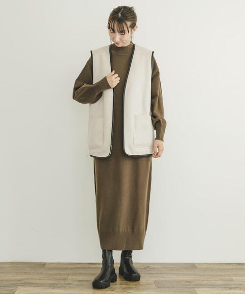 ITEMS URBANRESEARCH（アイテムズ アーバンリサーチ）の「リバーシブルムートンボアベスト（その他アウター・レディース・アイボリー/モカ・FREE）」の13枚目の写真