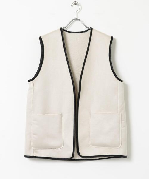 ITEMS URBANRESEARCH（アイテムズ アーバンリサーチ）の「リバーシブルムートンボアベスト（その他アウター・レディース・アイボリー/モカ・FREE）」の19枚目の写真