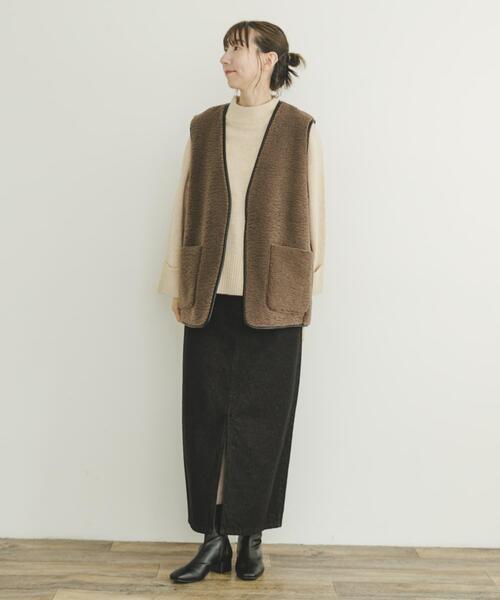 ITEMS URBANRESEARCH（アイテムズ アーバンリサーチ）の「リバーシブルムートンボアベスト（その他アウター・レディース・アイボリー/モカ・FREE）」の22枚目の写真